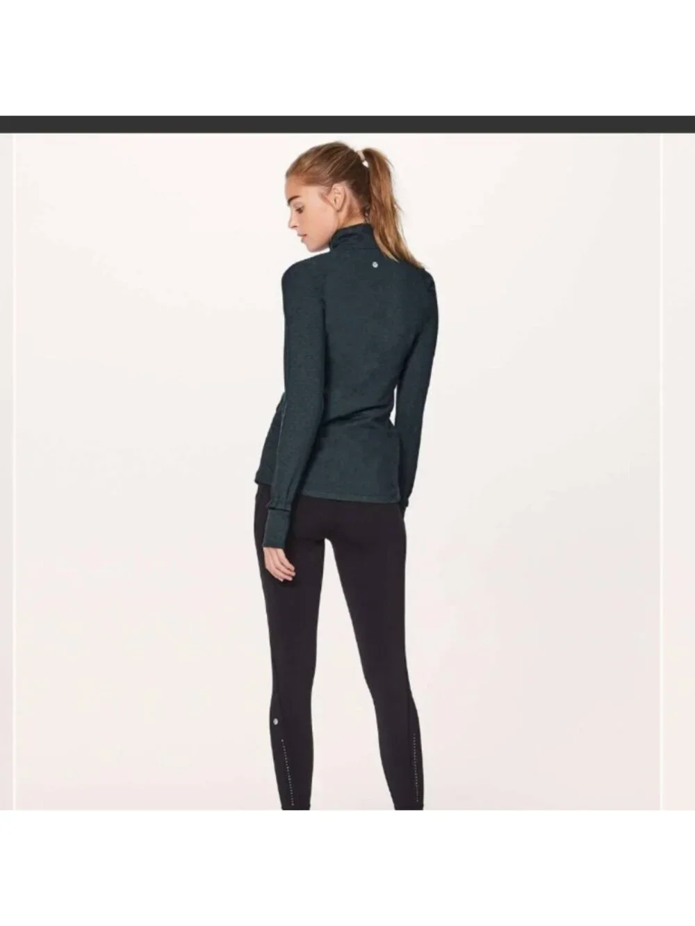 Lululemon Extra Mile 1/2 Zip Heathered Nocturnal Teal / Black